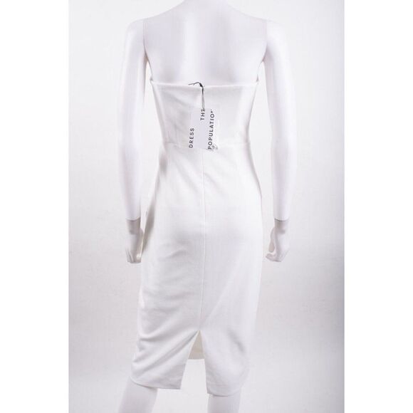 Dress The Population Womens Liv Ruffled Midi Dress Strapless XL White NWT - Picture 6 of 7